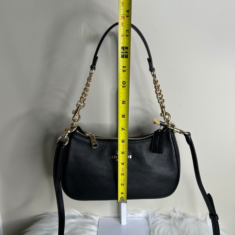 Coach Teri Black Pebbled Leather Shoulder Bag Excellent - Picture 11 of 12